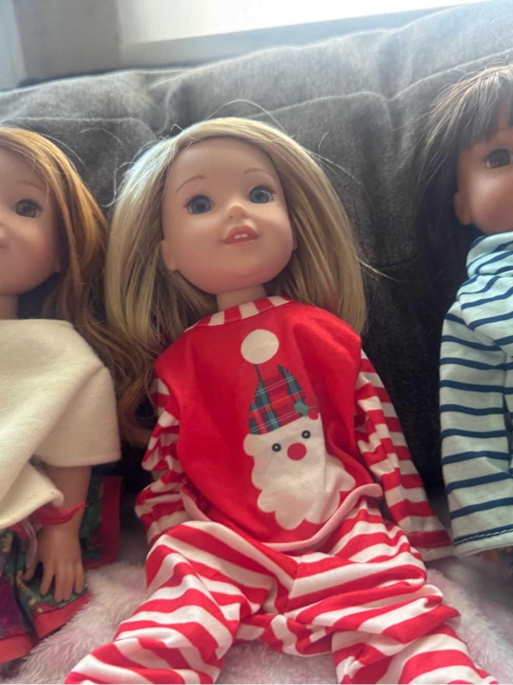 American Girl Red & White Santa Stripe Pajama Doll